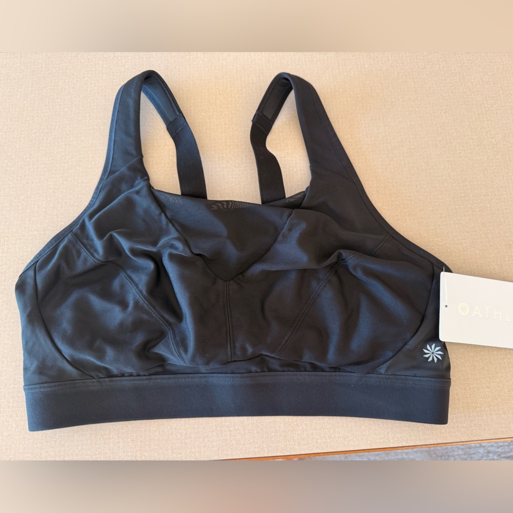 NWT Athleta “Invincible” High Impact Black Sports Bra - Size 36D